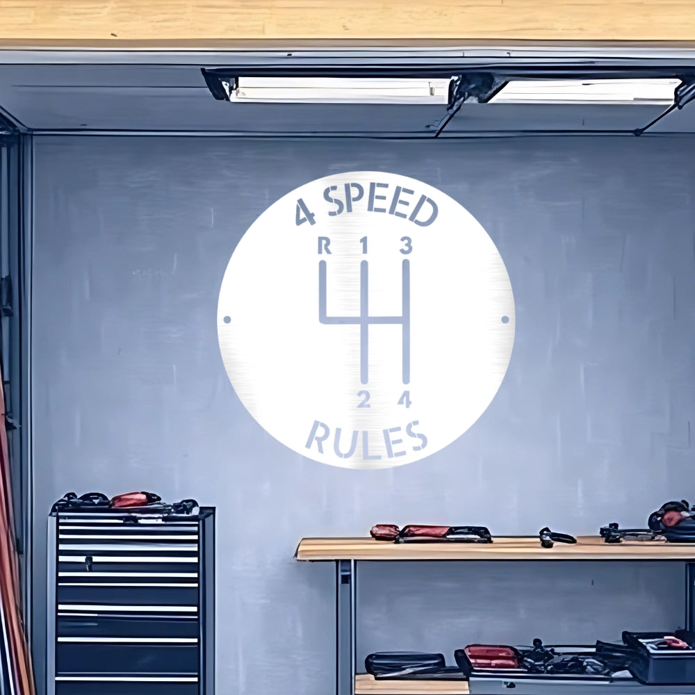 4-SPEED RULES Metal Sign for the Garage or Man Cave