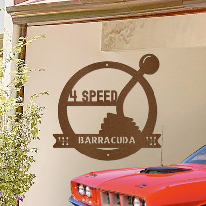 Personalized 4 Speed Metal Garage or Man Cave Sign