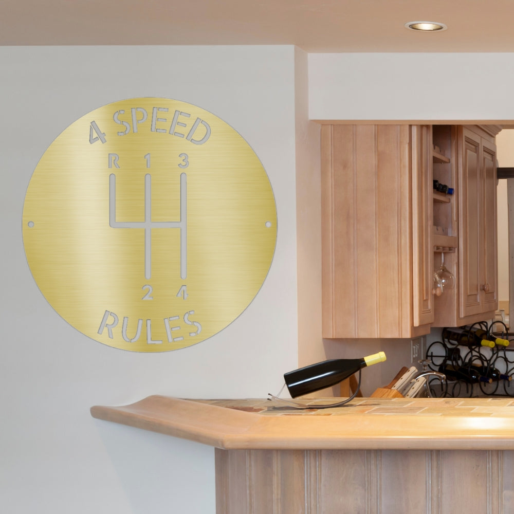 4-SPEED RULES Metal Sign for the Garage or Man Cave