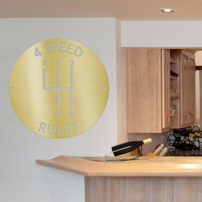 4-SPEED RULES Metal Sign for the Garage or Man Cave