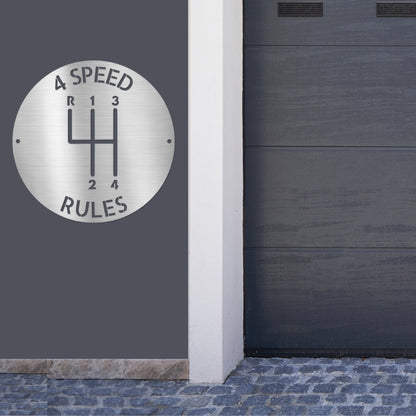 4-SPEED RULES Metal Sign for the Garage or Man Cave