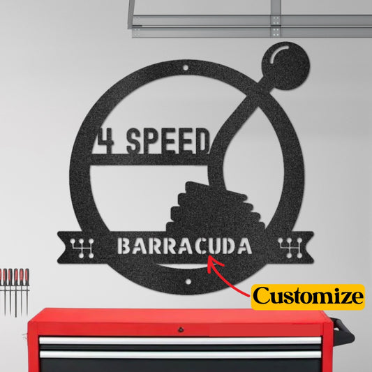 Personalized 4 Speed Metal Garage or Man Cave Sign