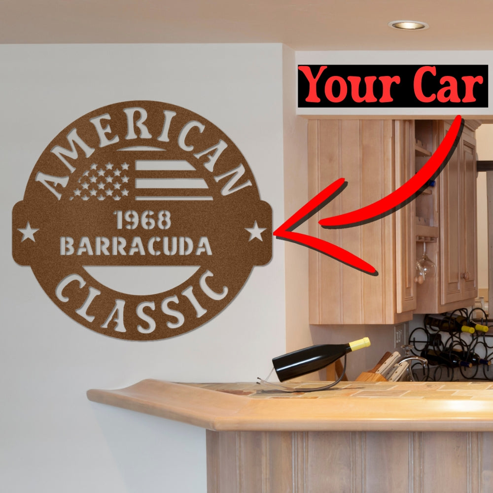 Personalized American Classic Car Metal Garage Sign