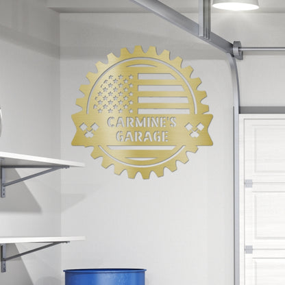Personalized United States Flag Garage Sign
