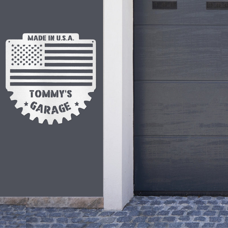 Personalized American Flag Garage Sign
