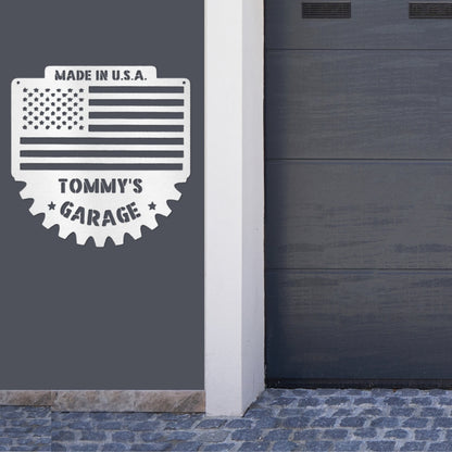 Personalized American Flag Garage Sign
